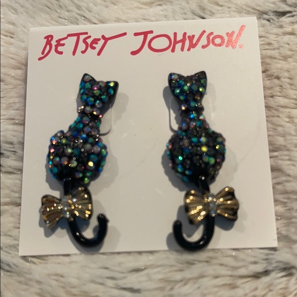 Betsey Johnson Jewelry - 💘💘Betsy Johnson 🐱black cat gorgeous earrings 💗